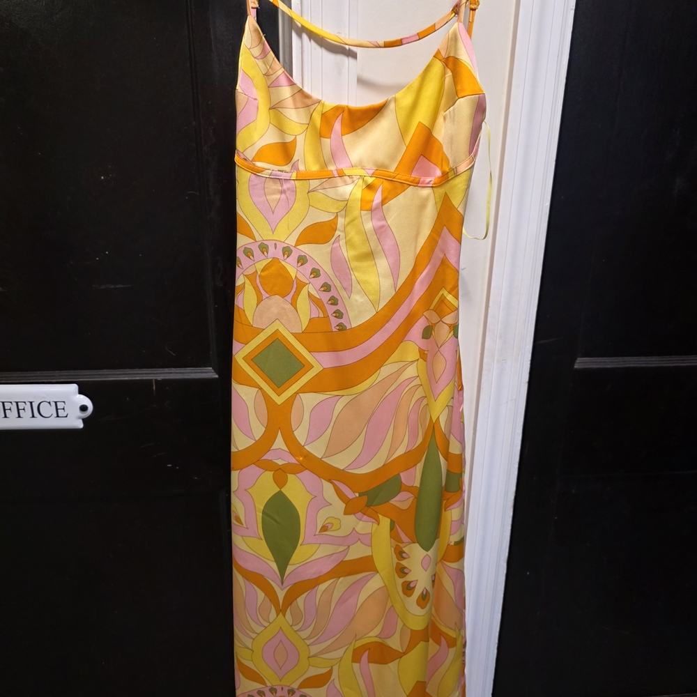 Mint Vibrant Pink and Yellow Dress